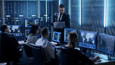 pessoas em frente a computadores para ilustrar o tema governança corporativa e compliance