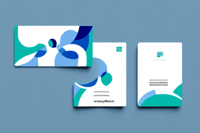 Five corporate cards with different colors and shapes